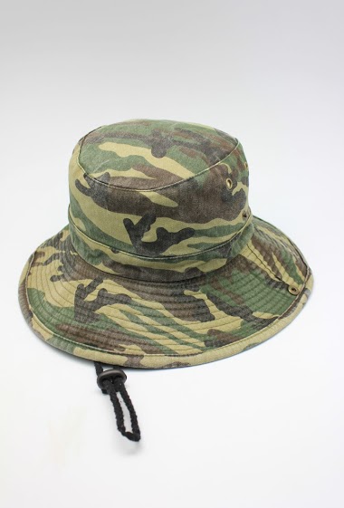 Wholesaler Hologramme Paris - Cotton bucket hat Military camouflage with drawstring