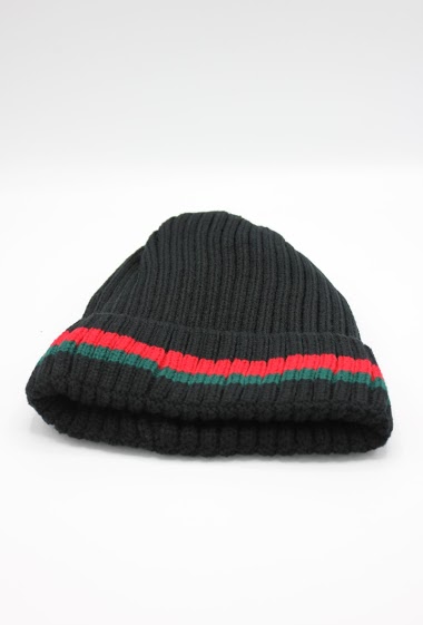 BEANIE with red green stripe