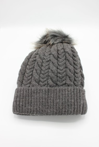 Mixed Wool BEANIE with synthetic Pompom
