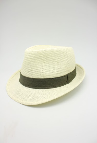 Mayorista Hologramme Paris - Small brimmed white paper hat with contrasting ribbon