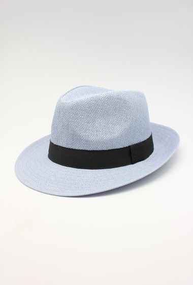 Mayorista Hologramme Paris - Wide brimmed paper hat with black Gros Grain