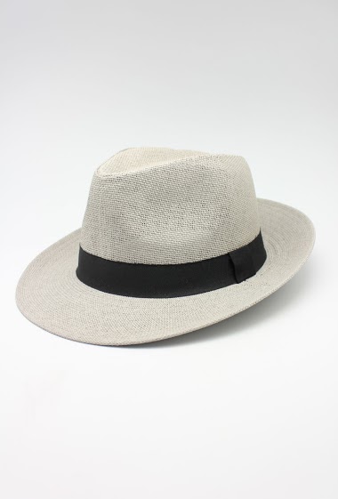 Mayorista Hologramme Paris - Wide brimmed paper hat with black Gros Grain