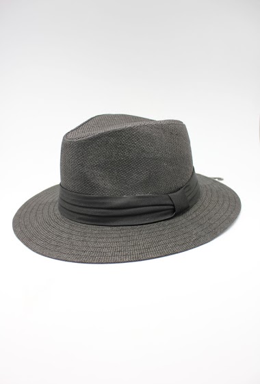 Mayorista Hologramme Paris - Wide brim paper hat with contrasting black ribbon