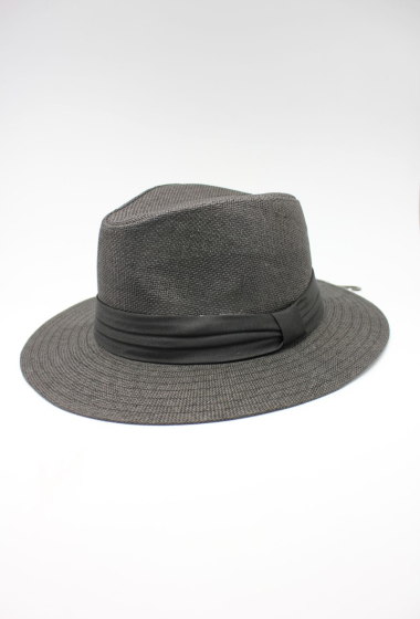 Wholesaler Hologramme Paris - Wide brim paper hat with contrasting black ribbon