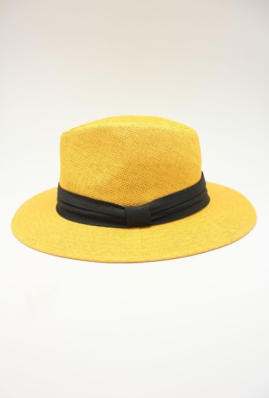 Mayorista Hologramme Paris - Wide brim paper hat with contrasting black ribbon