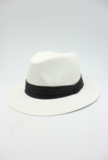Mayorista Hologramme Paris - Sombrero de papel de ala ancha con cinta negra a contraste