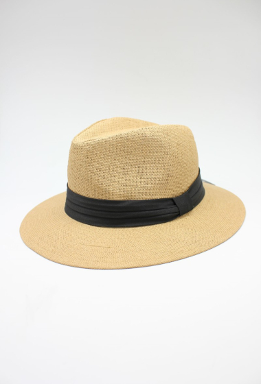 Wholesaler Hologramme Paris - Wide brim paper hat with contrasting black ribbon
