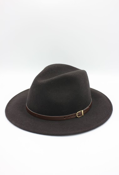 Großhändler Hologramme Paris - Classic wool Fedora hat with brown contrasting belt