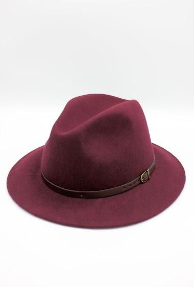 Mayorista Hologramme Paris - Classic wool Fedora hat with brown contrasting belt