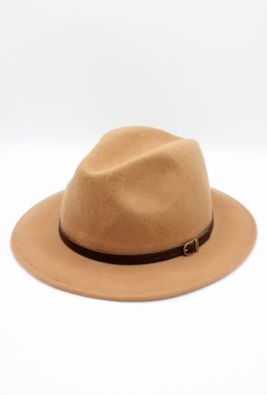 Wholesaler Hologramme Paris - Classic wool Fedora hat with brown contrasting belt