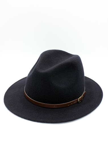 Mayorista Hologramme Paris - Classic wool Fedora hat with brown contrasting belt