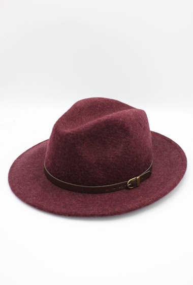 Classic wool Fedora hat with brown contrasting belt