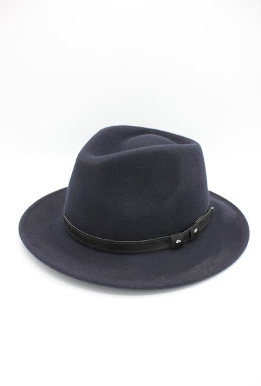 Grossiste Hologramme Paris - Chapeau Italien en pure laine avec ceinture noir
