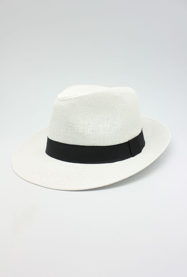 Wholesaler Hologramme Paris - Wide brimmed paper Hats with black Gros Grain