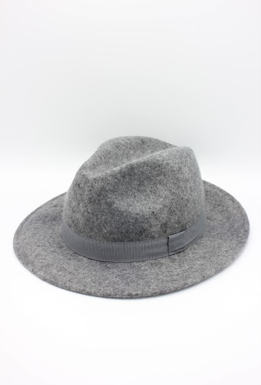Großhändler Hologramme Paris - Italian fedora in classic heather wool with ribbon