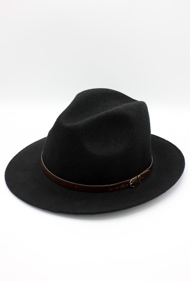 Großhändler Hologramme Paris - Italian fedora in classic pure wool with leather belt