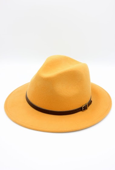 Großhändler Hologramme Paris - Italian fedora in classic pure wool with leather belt