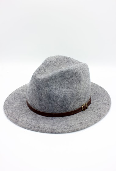 Wholesaler Hologramme Paris - Italian fedora in heather wool with leather belt