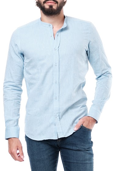 Grossiste Hopenlife - Chemise lin manches longues col mao homme