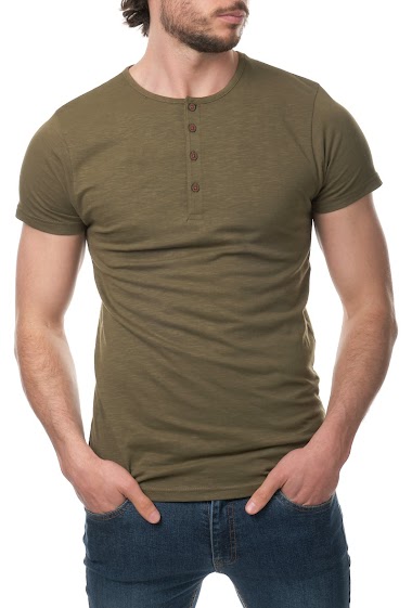 Wholesaler Hopenlife - Men's short-sleeved plain button-down collar t-shirt