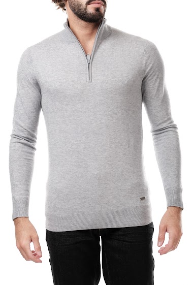Grossiste Hopenlife - Pull fine maille uni col montant homme
