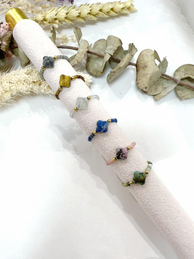 Mayorista H&T Bijoux - Anillo elástico con piedra y cristal.