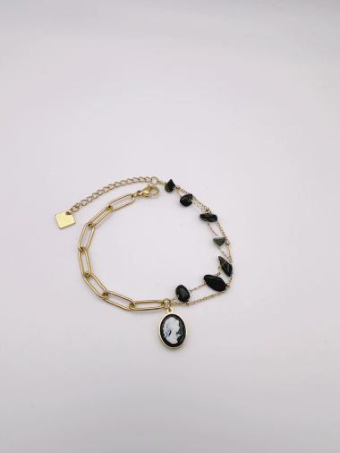Grossiste H&T Bijoux - Bracelet acier inoxydable avec une pierre.