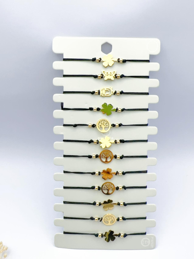 Grossiste H&T Bijoux - Bracelet ficelle ajustable en acier inoxydable.
