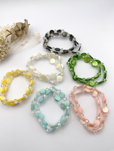 Wholesaler H&T Bijoux - Mother-of-pearl and crystal bracelet