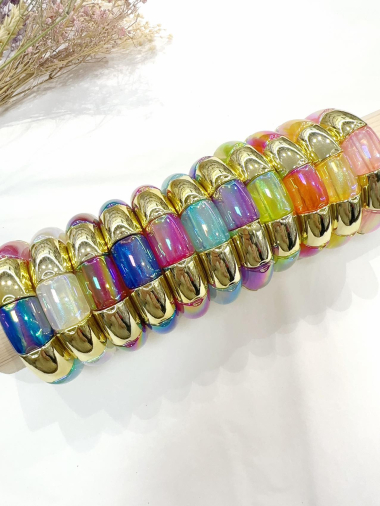 Grossiste H&T Bijoux - Bracelet élastique acrylique