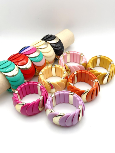 Grossiste H&T Bijoux - Bracelet élastique en acrylique