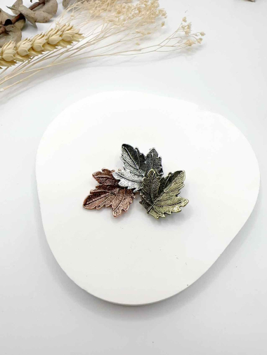 Grossiste H&T Bijoux - Broche feuilles en métal