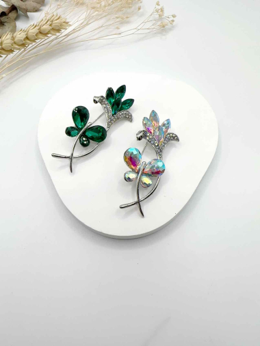 Grossiste H&T Bijoux - Broche fleur papillon
