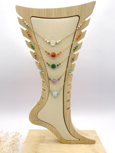 Wholesaler H&T Bijoux - Stainless steel ankle chain + stones