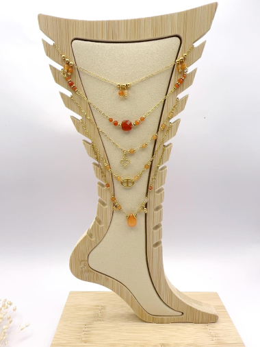 Wholesaler H&T Bijoux - Stainless steel ankle chain + stones