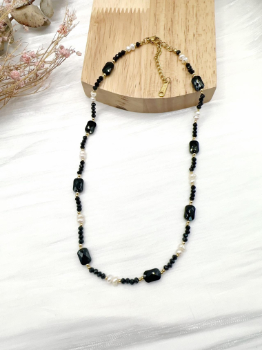 Wholesaler H&T Bijoux - Steel necklace, stones and crystals