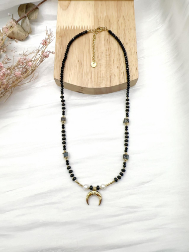 Mayorista H&T Bijoux - Collar de acero, piedras y perlas