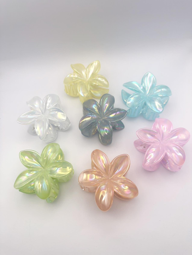 Wholesaler H&T Bijoux - Shiny acrylic flower clip.