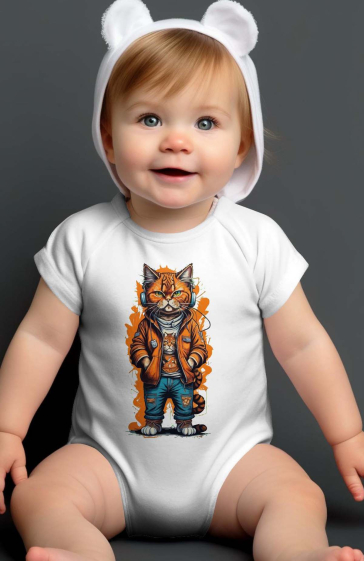 Wholesaler I.A.L.D FRANCE - Baby Boy Bodysuit | Cat Orange