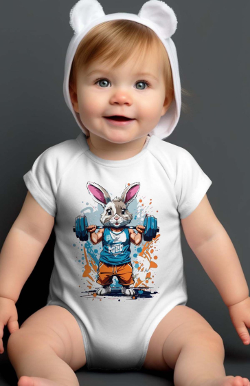Großhändler I.A.L.D FRANCE - Baby-Jungen-Body | Muskulöses Kaninchen