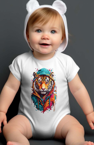 Wholesaler I.A.L.D FRANCE - Baby Boy Bodysuit | Tiger paint