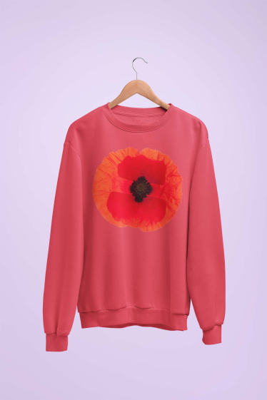 Grossiste I.A.L.D FRANCE - Sweat col Rond Femme | Coquelicot rouge