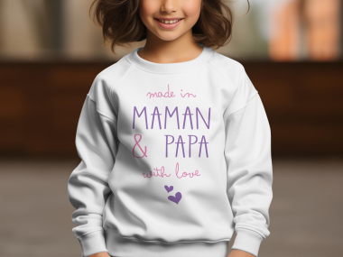 Grossiste I.A.L.D FRANCE - Sweat col rond Fille | maman et papa with love