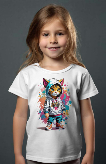 Mayorista I.A.L.D FRANCE - Camiseta niña | Chica gato pintar