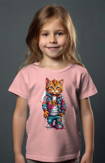 Wholesaler I.A.L.D FRANCE - Girl's tee | Cat Style Paint