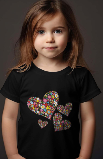 Grossiste I.A.L.D FRANCE - T-shirt Fille | coeur en fleur