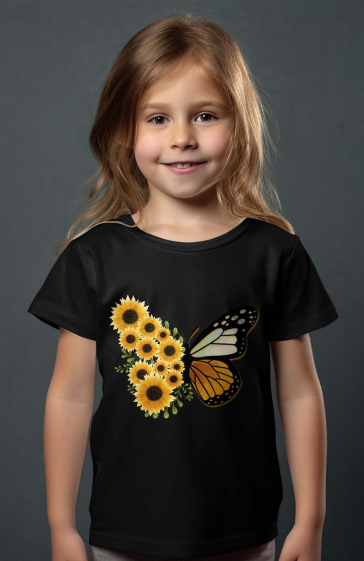 Wholesaler I.A.L.D FRANCE - Girl's tee | Leopard Sunflowers