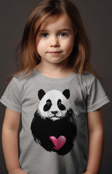 Grossiste I.A.L.D FRANCE - T-shirt Fille | panda cœur