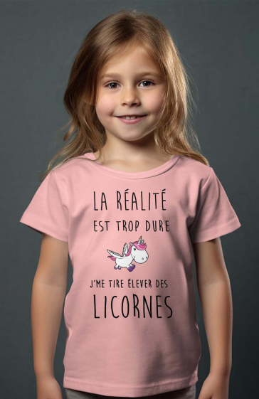 Grossiste I.A.L.D FRANCE - T-shirt Fille | réalité trop licorne