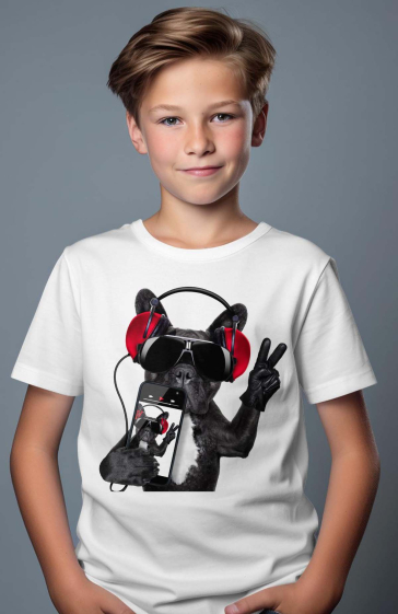 Grossiste I.A.L.D FRANCE - T-shirt Garçon  | bull dog iphone